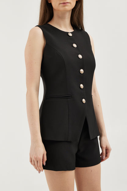 Kamizelka Tailored z podszewką w Kolorze Czarnym – Stylowa Elegancja z Nutą Nowoczesności